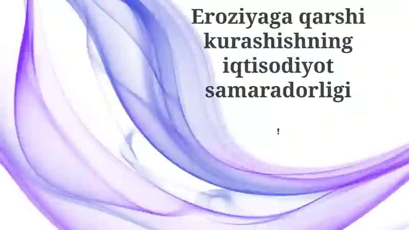 Eroziyaga qarshi kurashishning iqtisodiyot samaradorligi