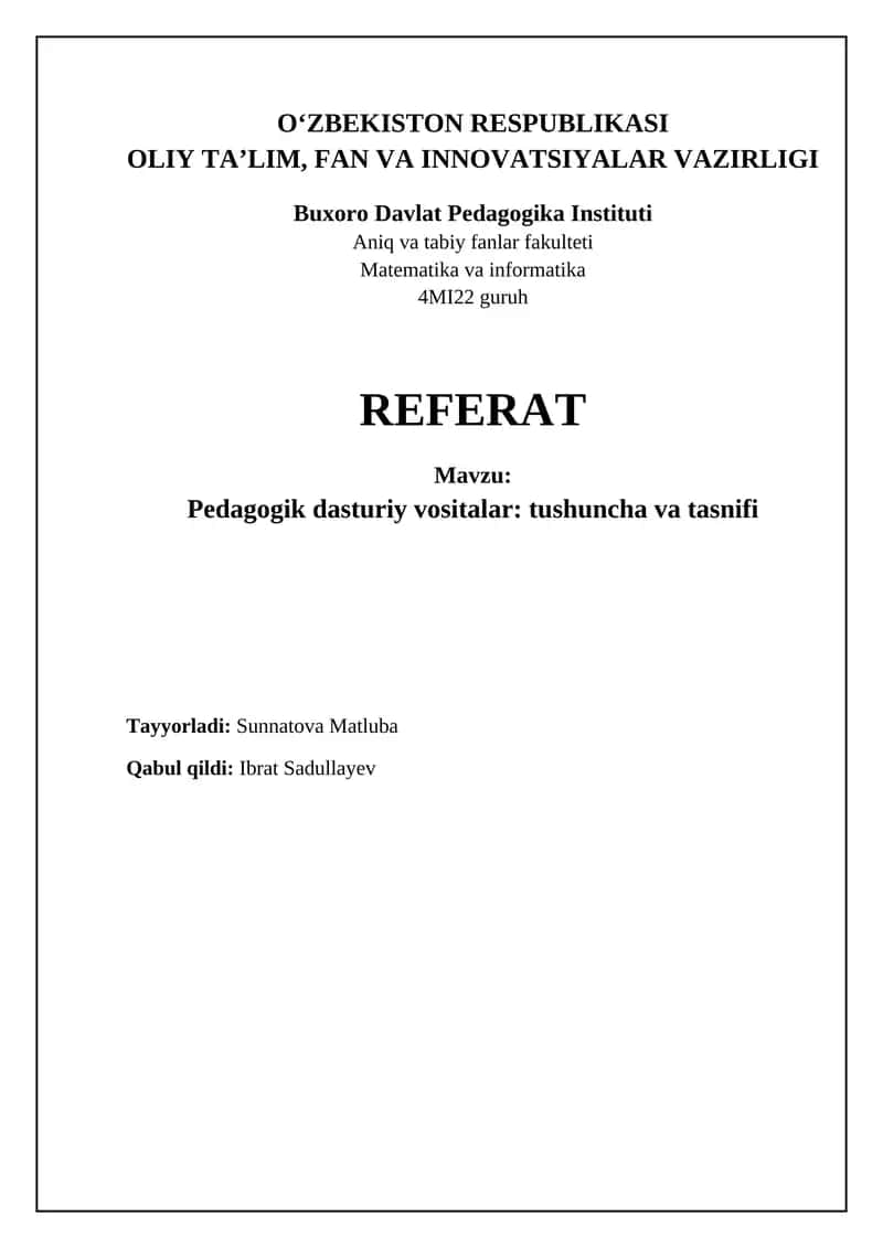 Pedagogik dasturiy ta'minot 1