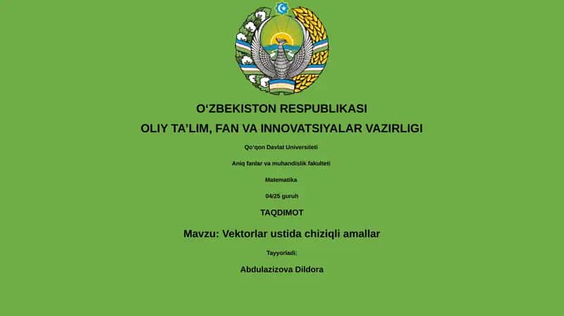 Vektorlar ustida chiziqli amallar 1