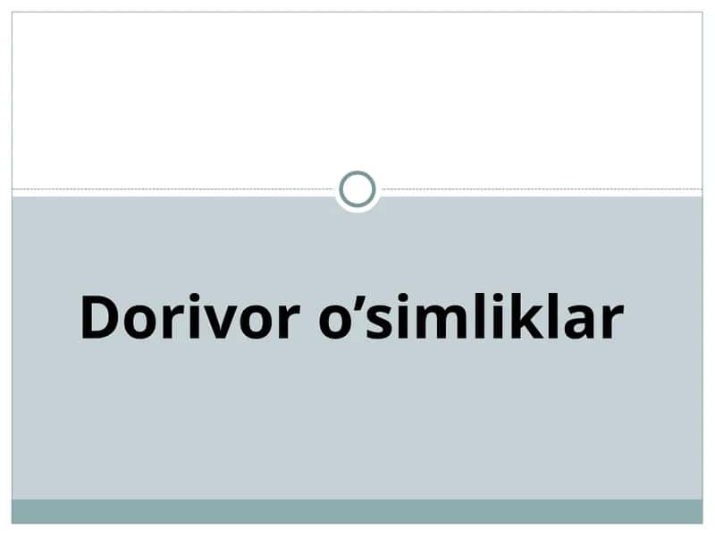 Dorivor o'simliklar