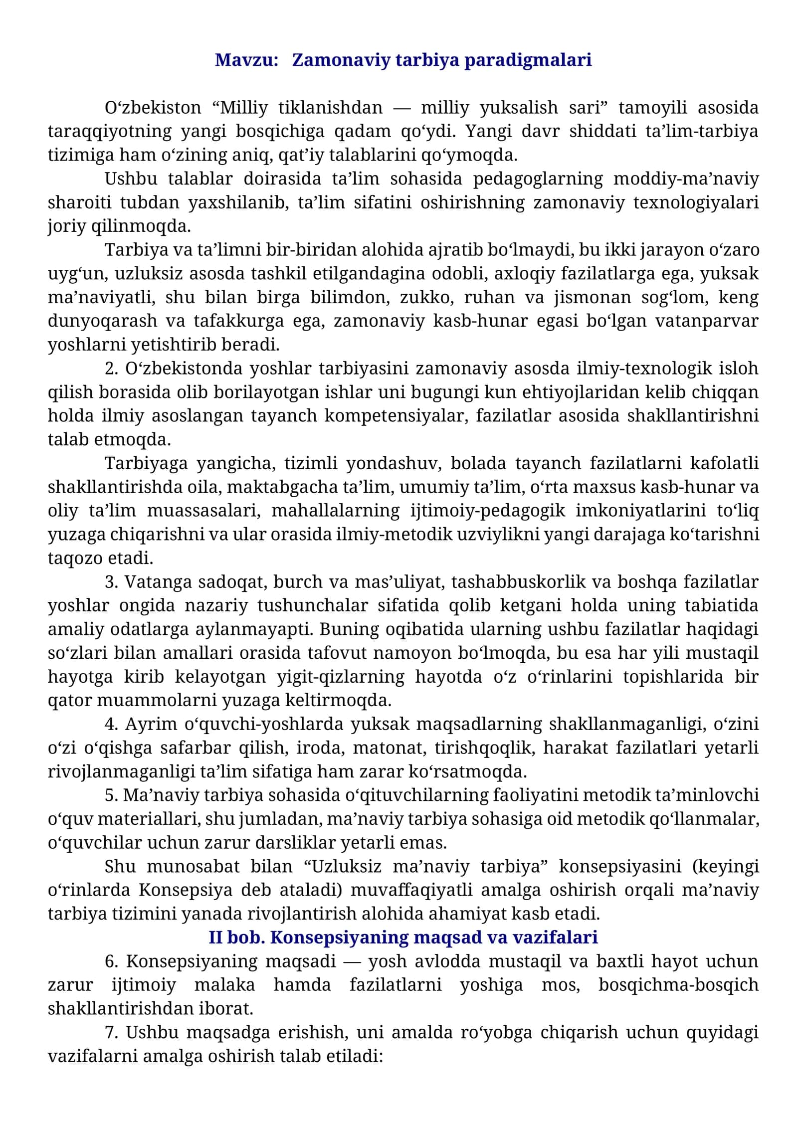 Zamonaviy tarbiya paradigmalari 1