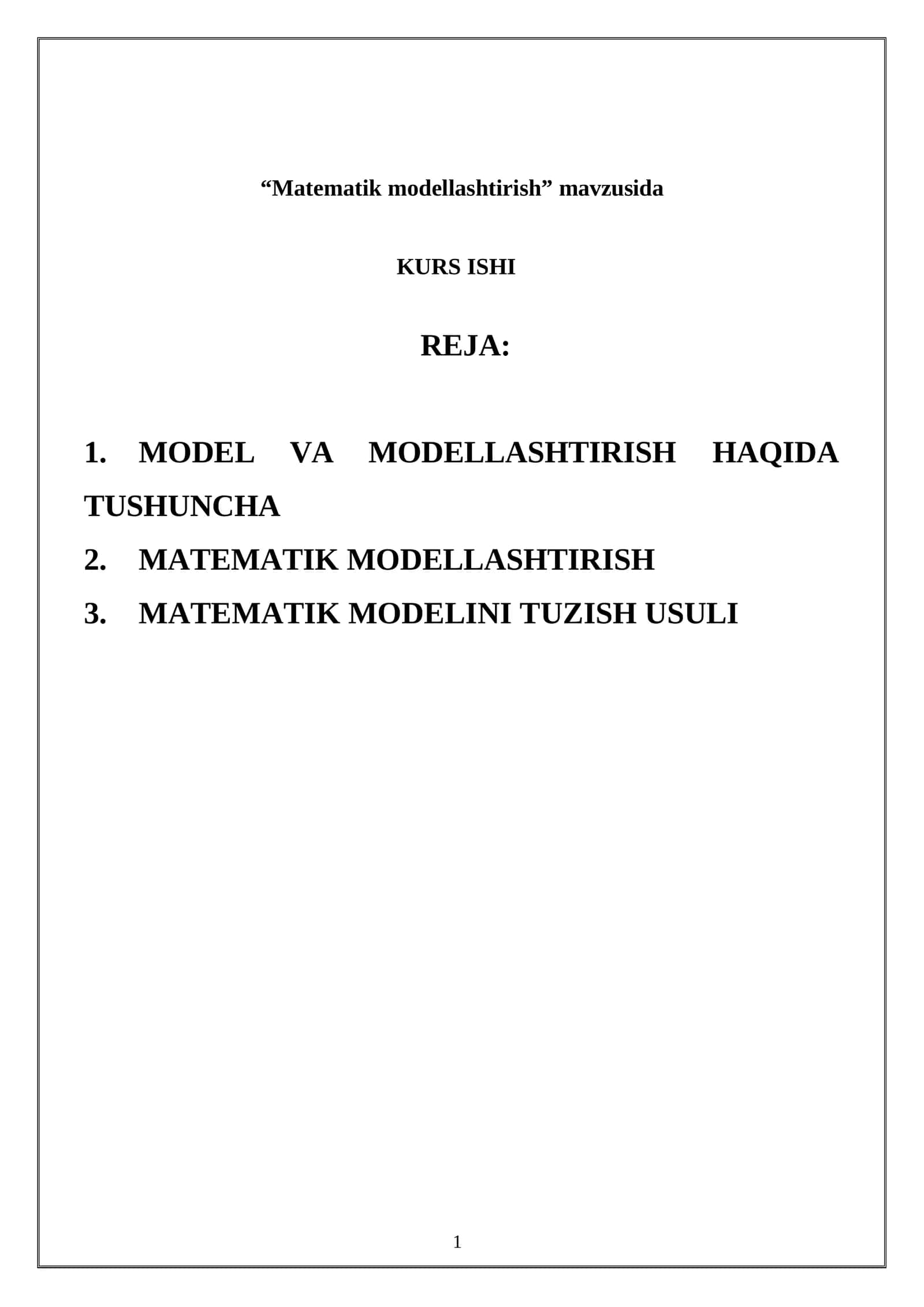 Matematik modellashtirish 1