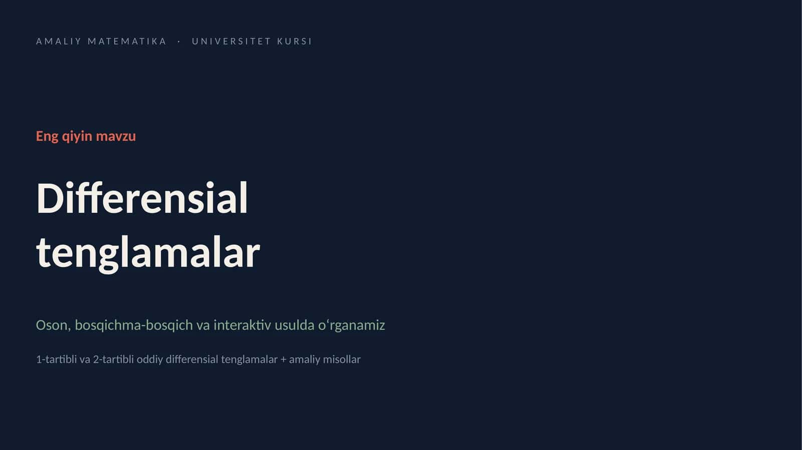 AMALIY MATEMATIKA · UNIVERSITET KURSI 1