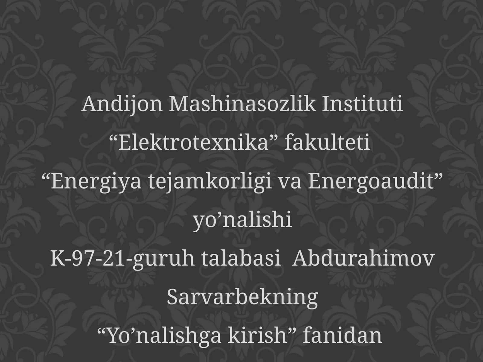 Energiya va energitik tizim 1