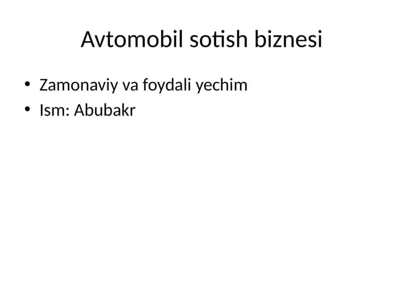 Avtomobil sotish biznesi 1
