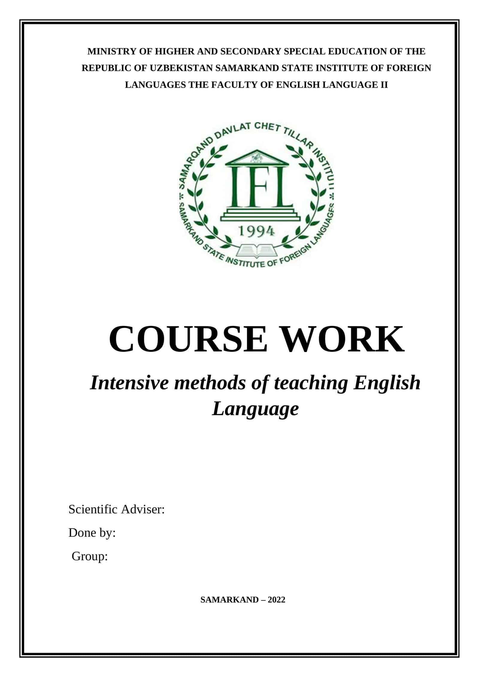 Intensive methods of teaching English Language 1