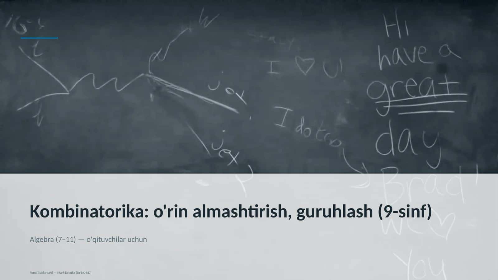 Kombinatorika: o'rin almashtirish, guruhlash (9-sinf) 1