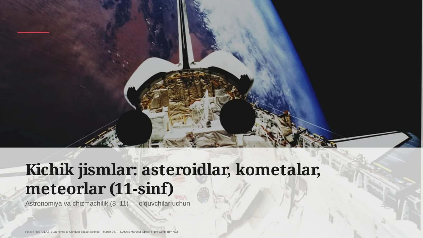 Kichik jismlar: asteroidlar, kometalar, meteorlar (11-sinf) 1