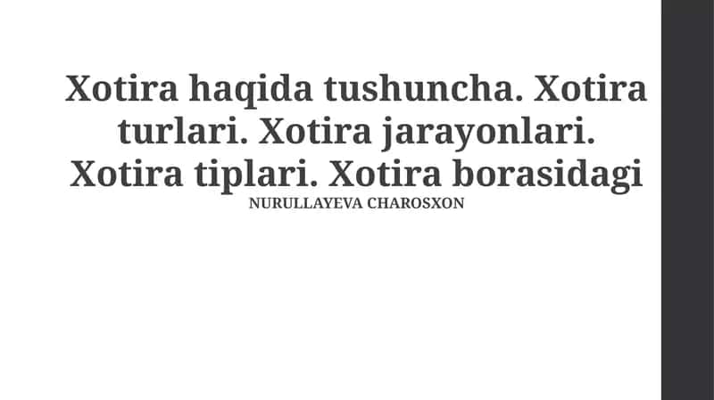 Qisqa muddatli xotira 1