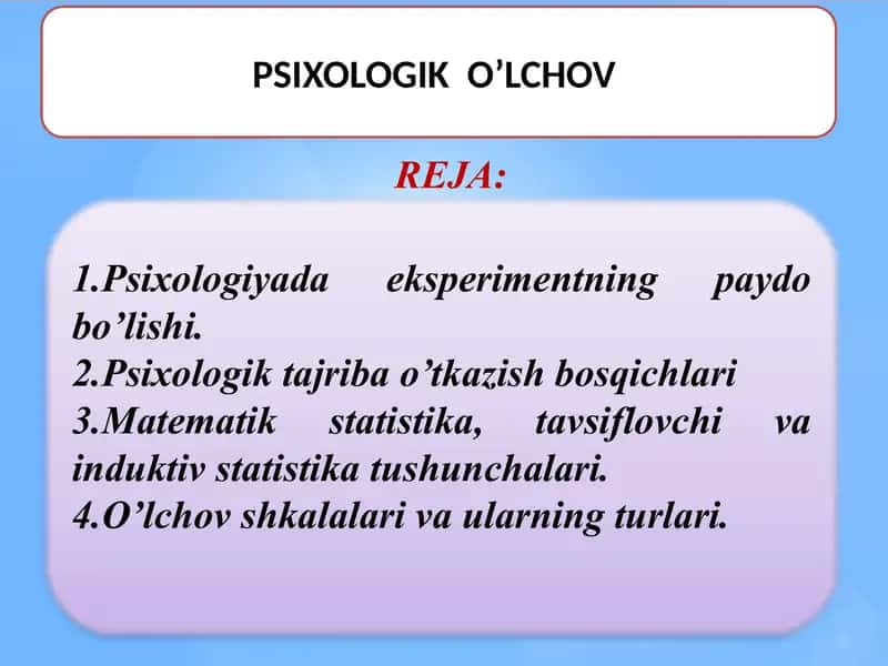 PSIXOLOGIK  O’LCHOV 1