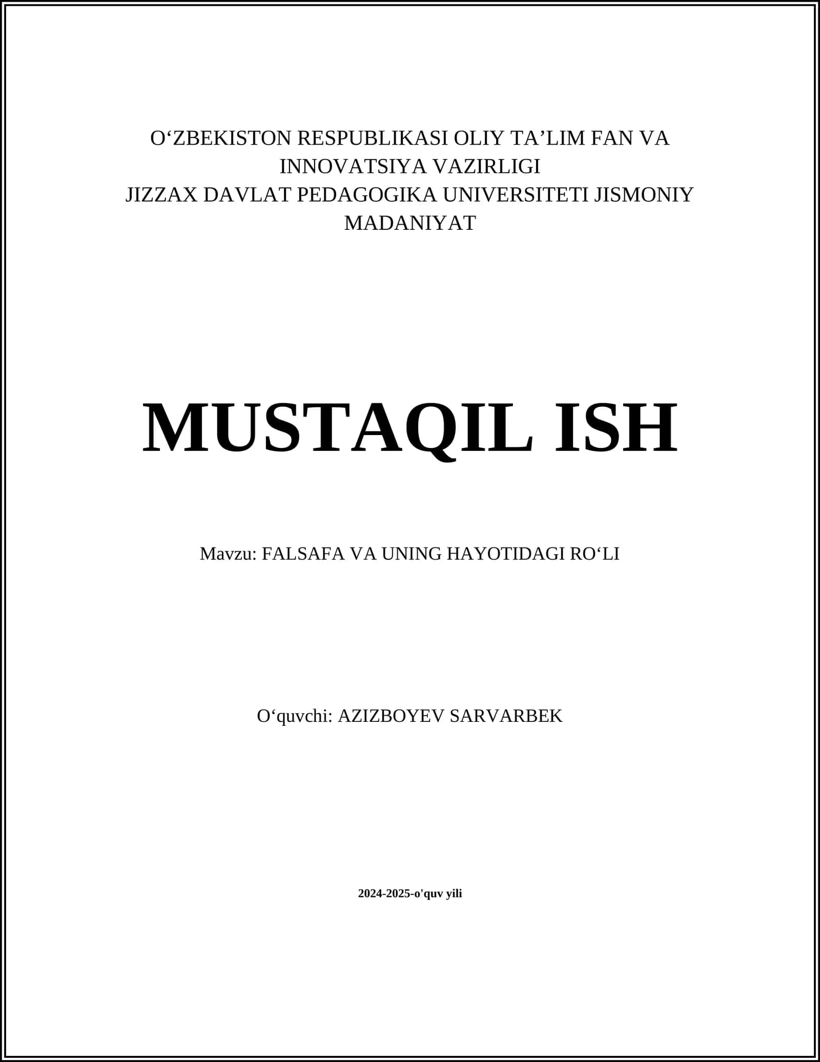 Falsafa va uning hayotidagi roʻli 1