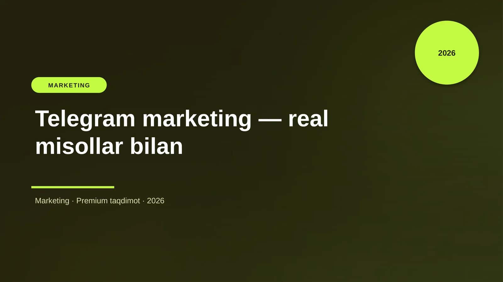 Telegram marketing — real misollar bilan 1