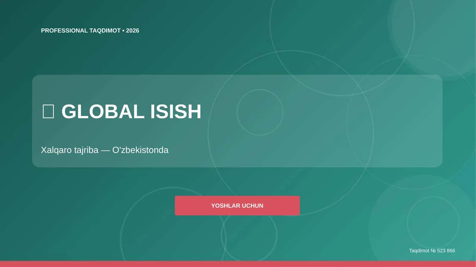 GLOBAL ISISH xalqaro tajriba (O'zbekistonda) 1