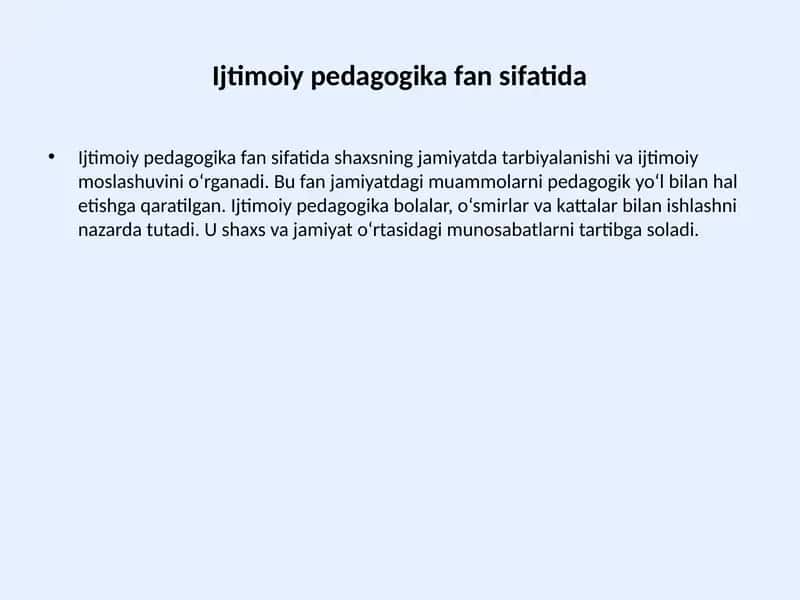 Ijtimoiy pedagogika fan sifatida 1