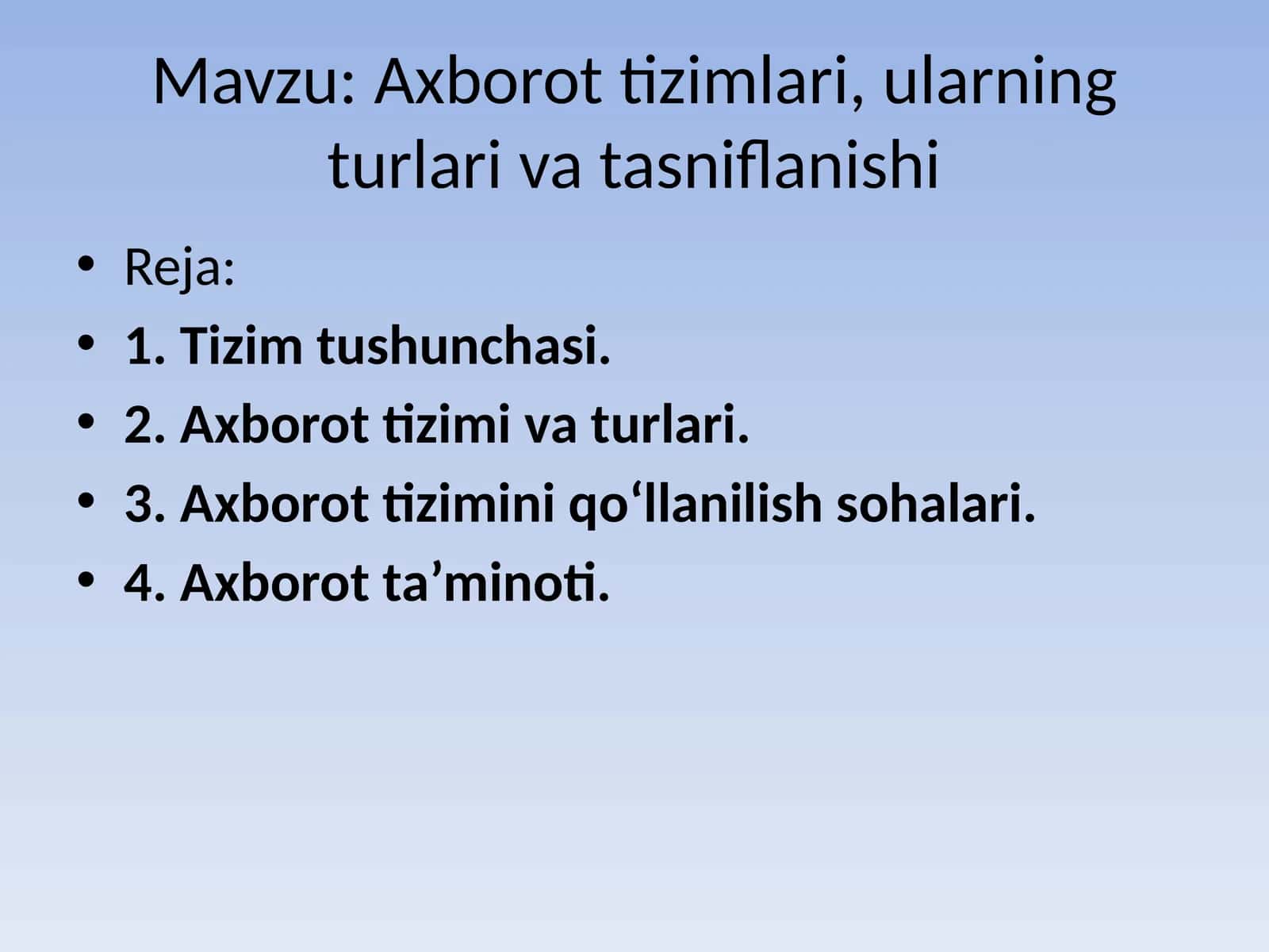 Axborottizimlari, ularning turlari va tasniflanishi 1