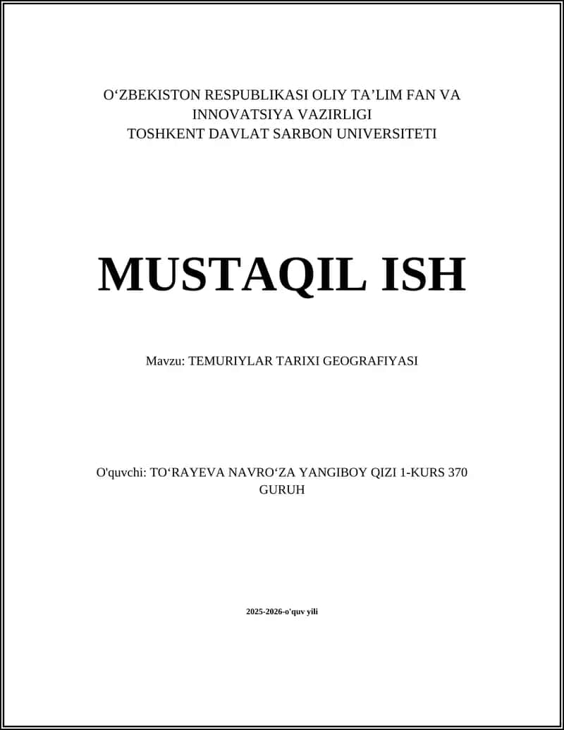TEMURIYLAR TARIXI GEOGRAFIYASI 1