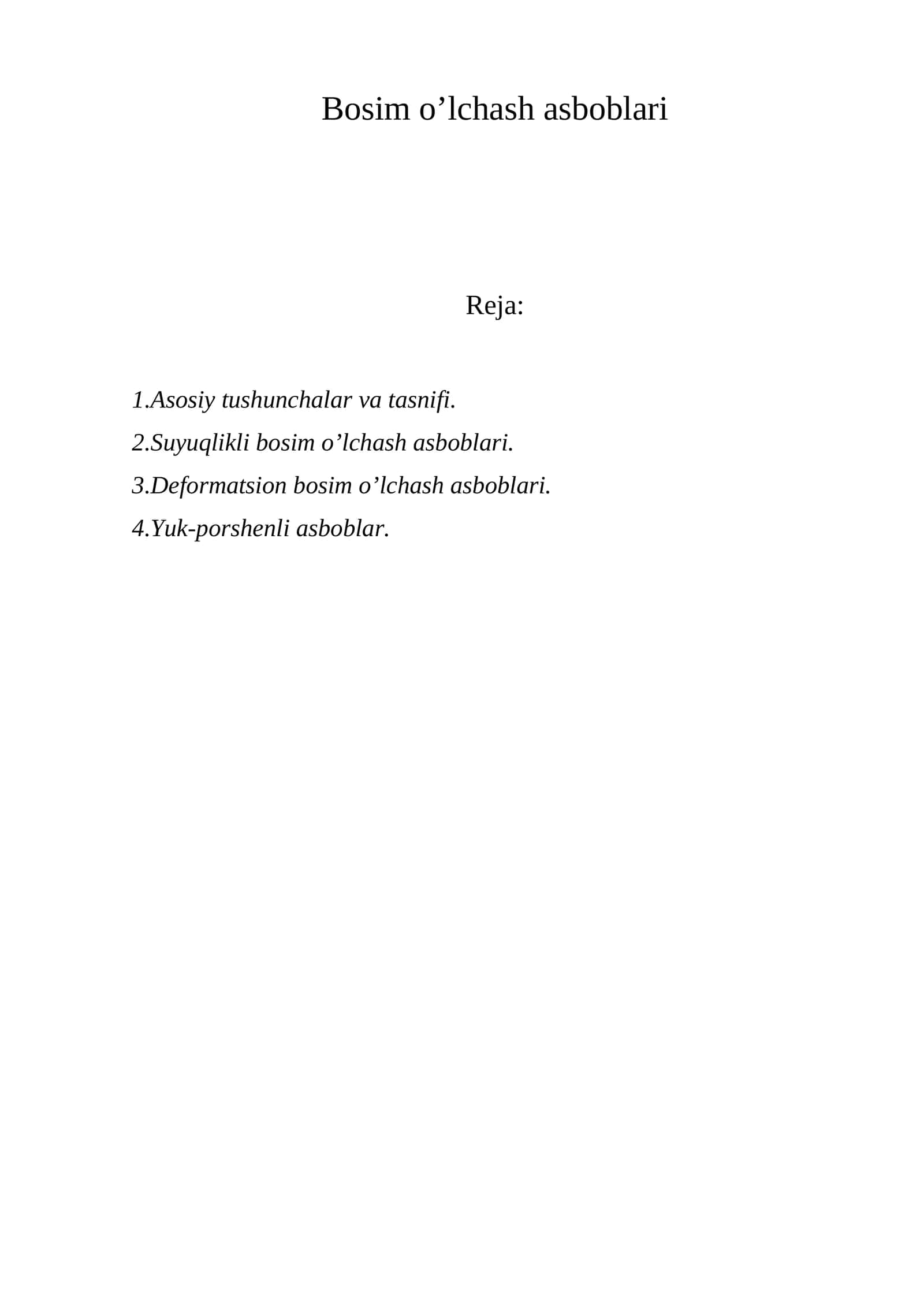Bosim o’lchash asboblari 1