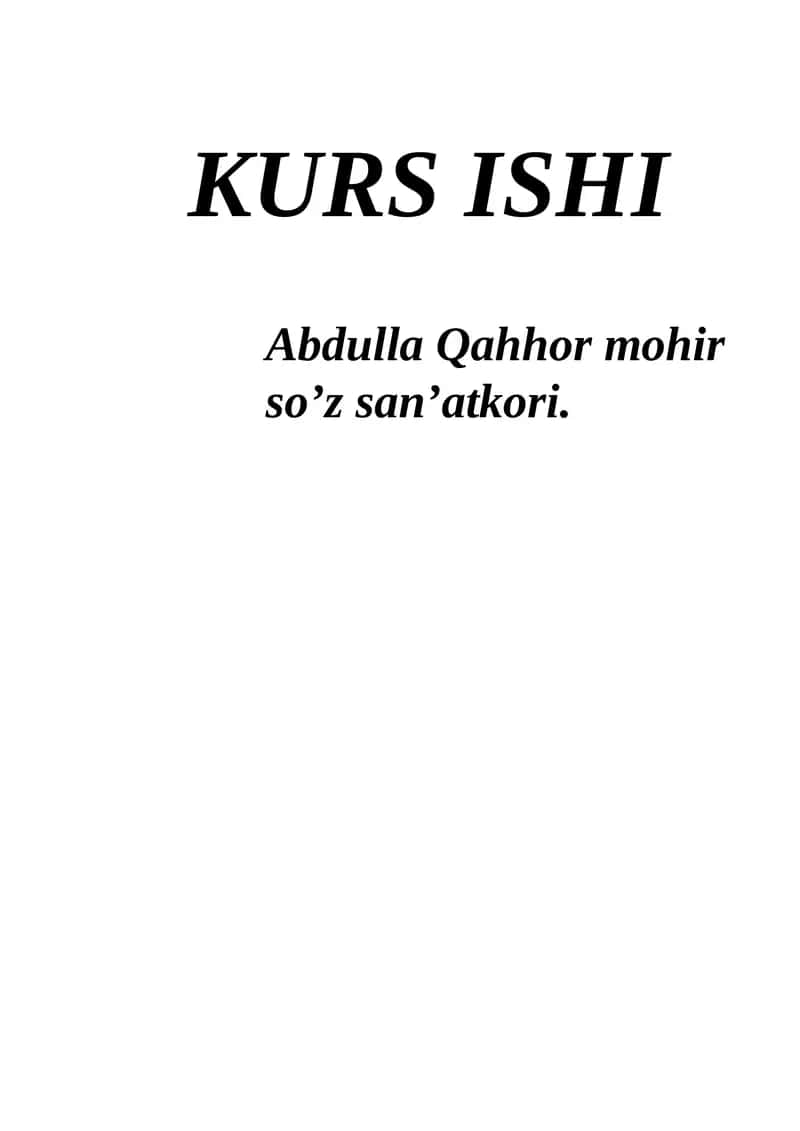 Abdulla Qahhor mohir so’z san’atkori 1