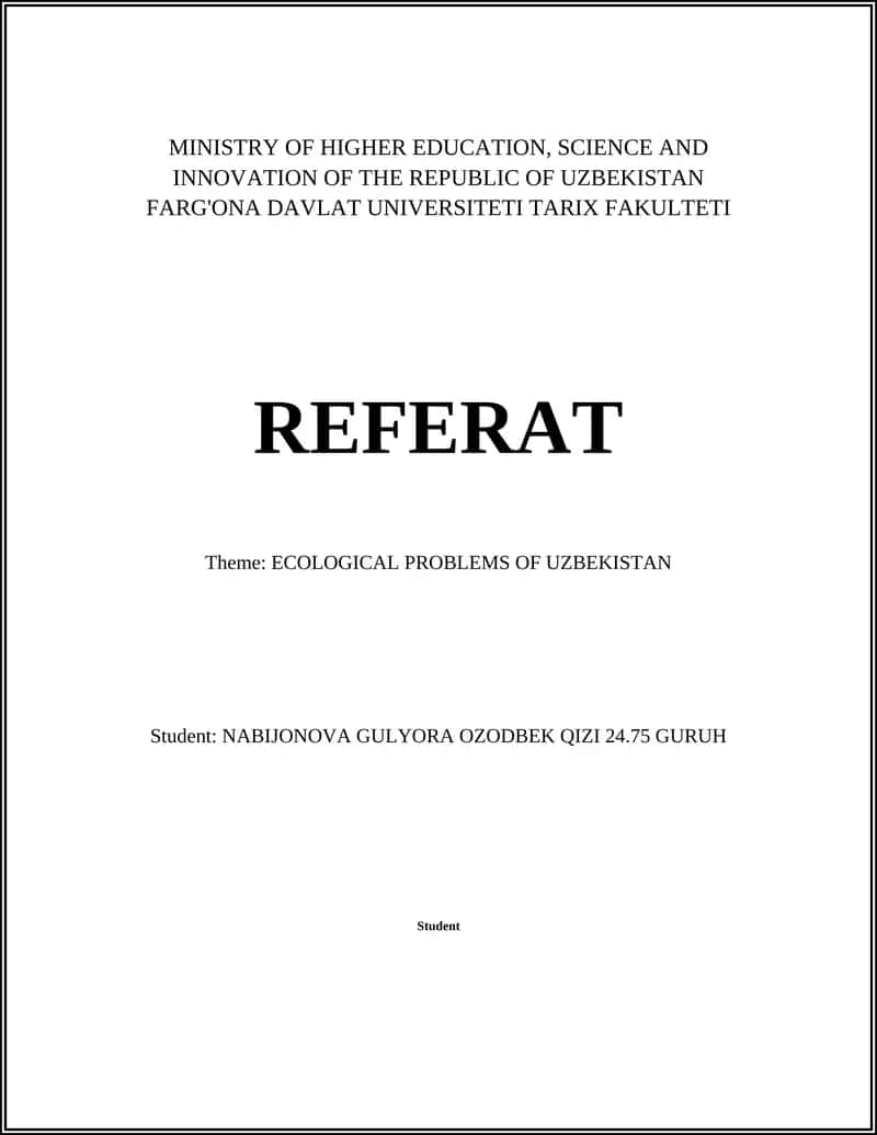 ECOLOGICAL PROBLEMS OF UZBEKISTAN 1