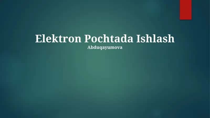 Elektron Pochtada Ishlash 1