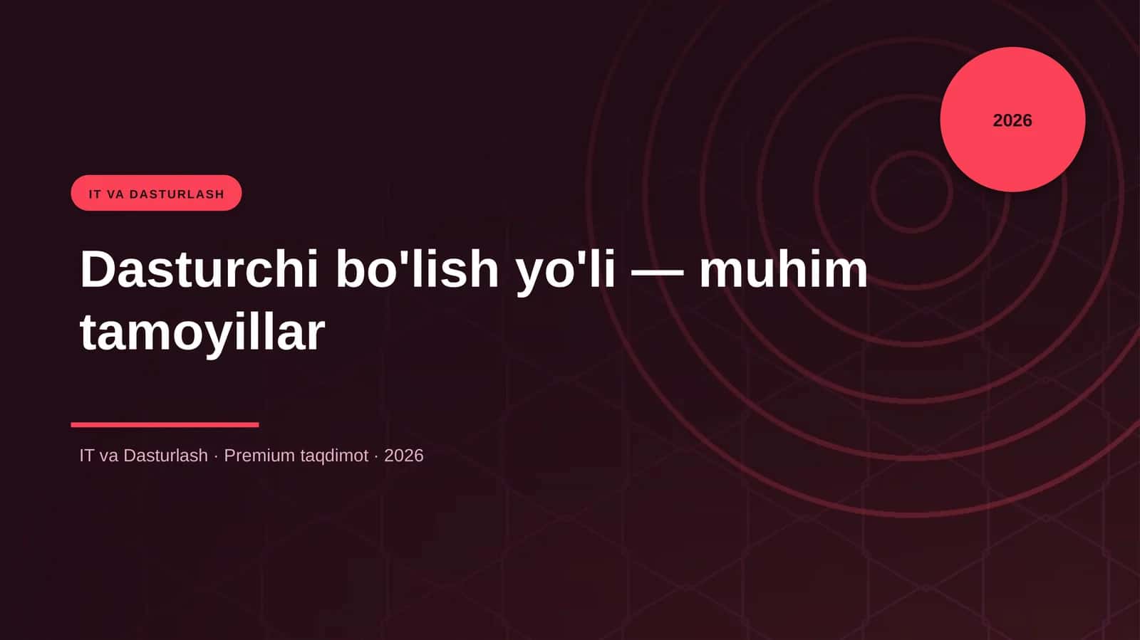 Dasturchi bo'lish yo'li — muhim tamoyillar 1