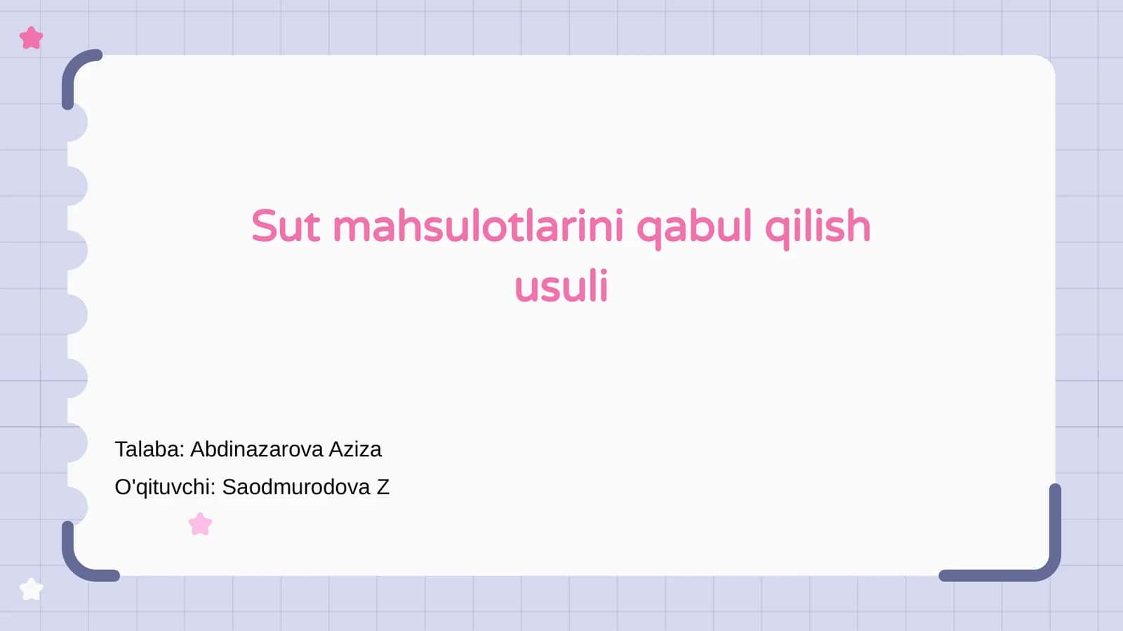 Sut mahsulotlarini qabul qilish usuli 1
