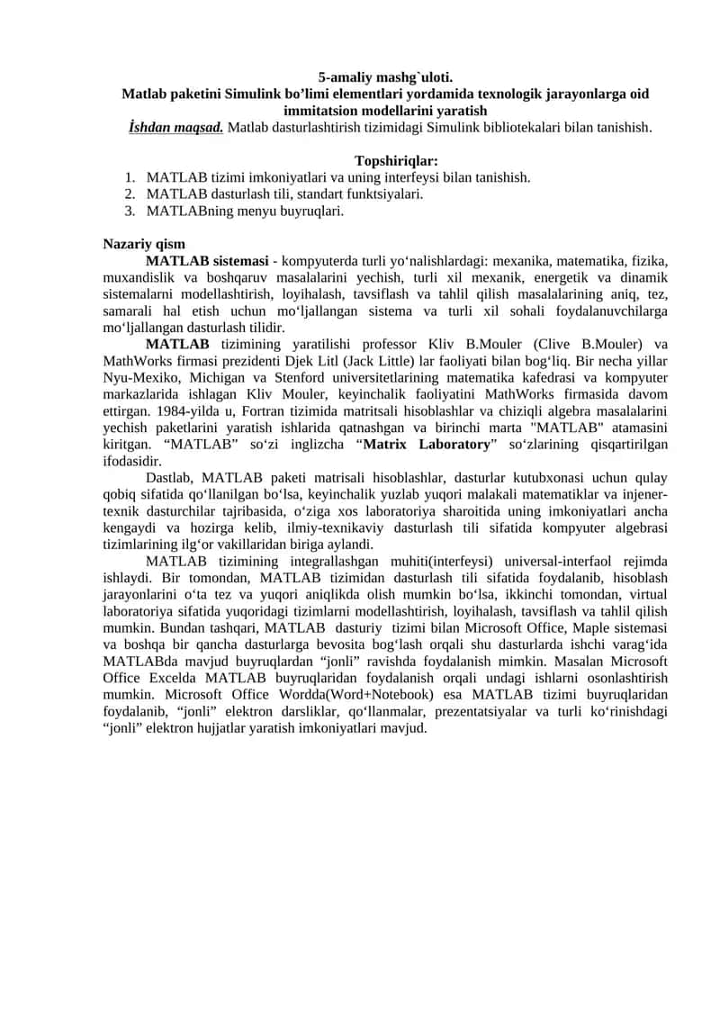 MATLAB dasturi 1