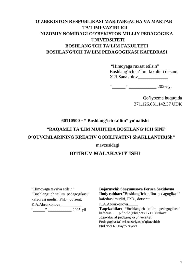 BITIRUV MALAKAVIY ISHI 1