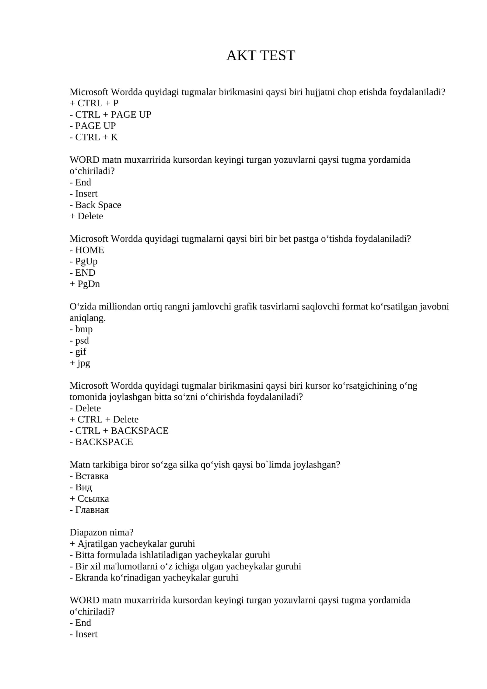 ARGOS AKT TEST 20 ta 1