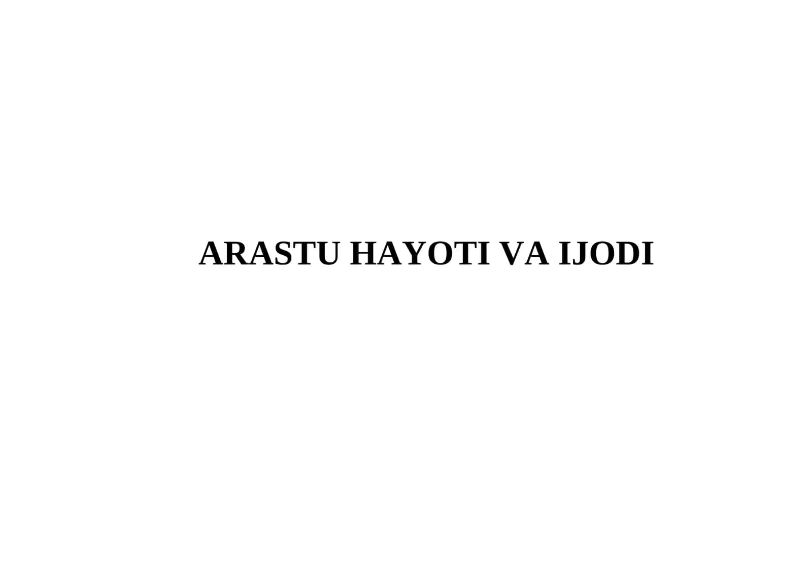 Arastu hayoti va ijodi 1