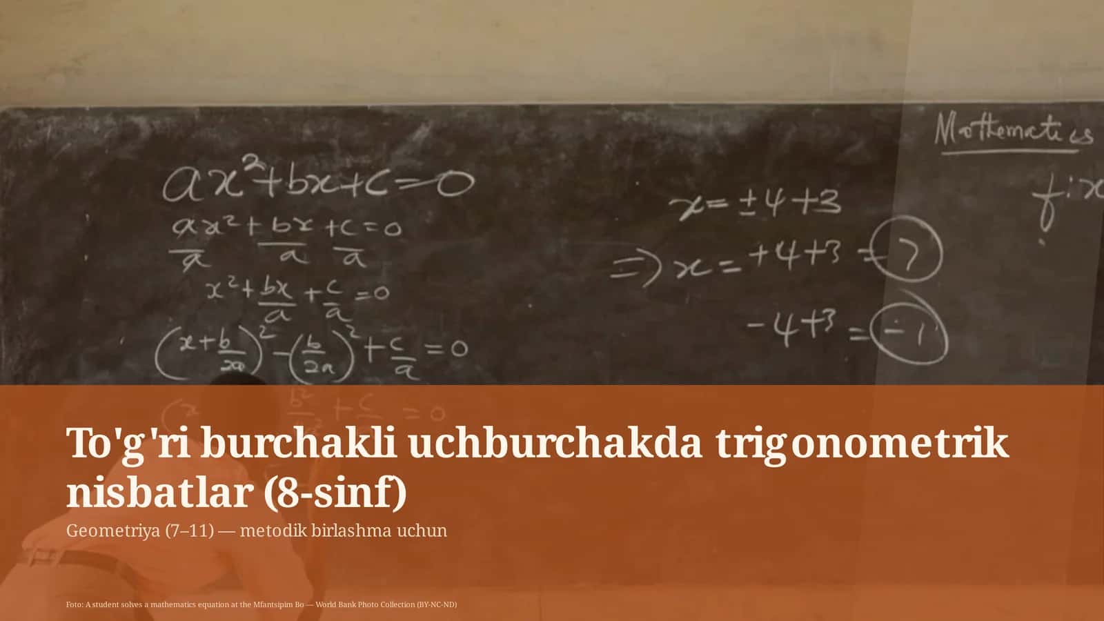 To'g'ri burchakli uchburchakda trigonometrik nisbatlar (8-sinf) 1
