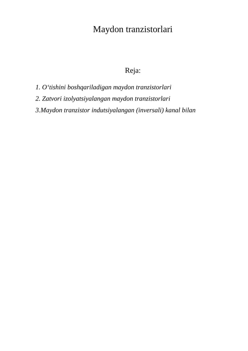 Maydon tranzistorlari 1