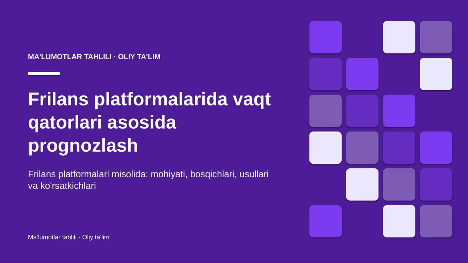 Frilans platformalarida vaqt qatorlari asosida prognozlash 1