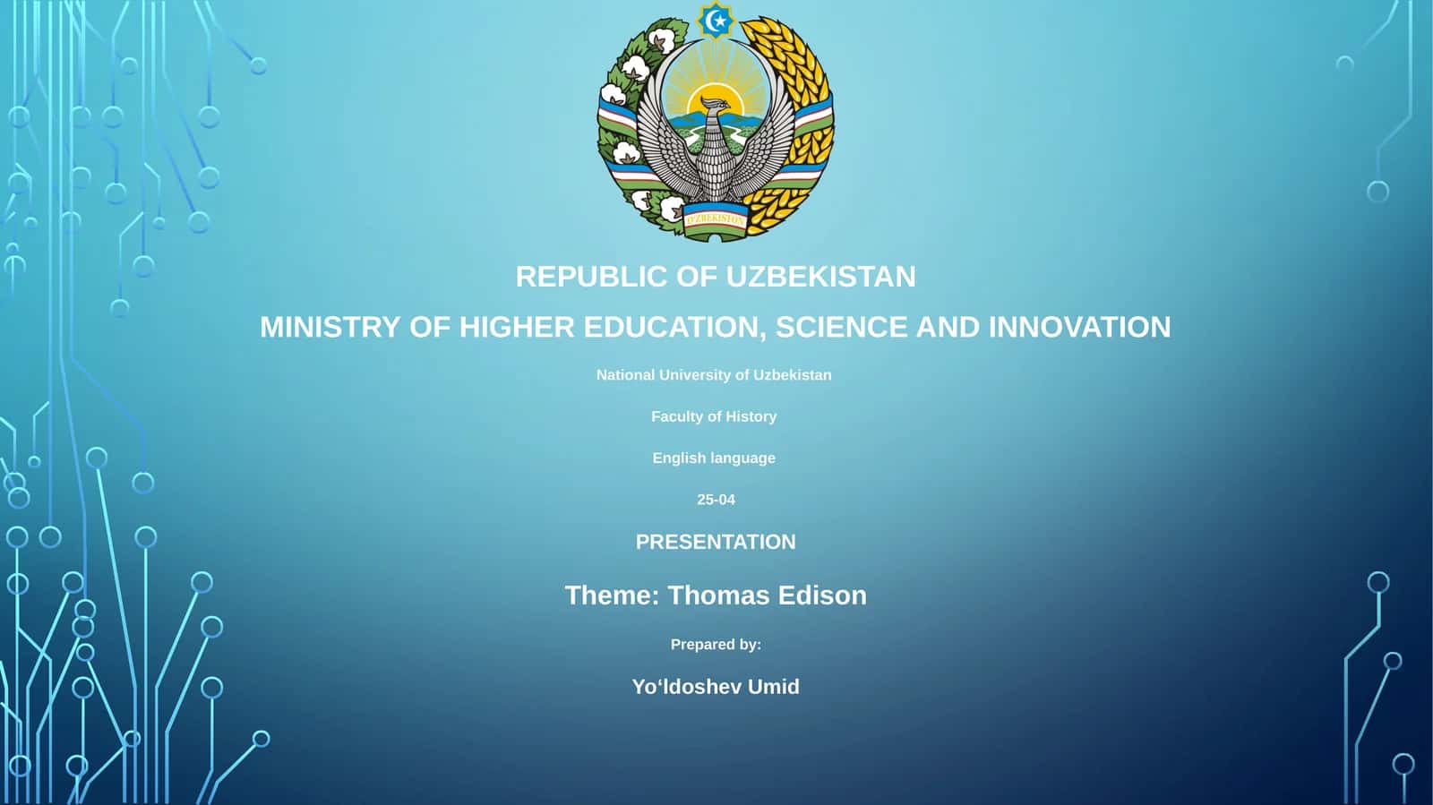 Presentation on Thomas Edison 1