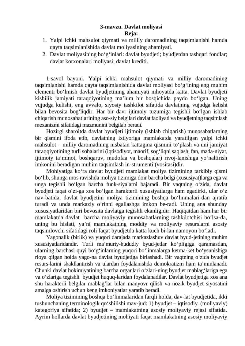 Davlat moliyasi 1
