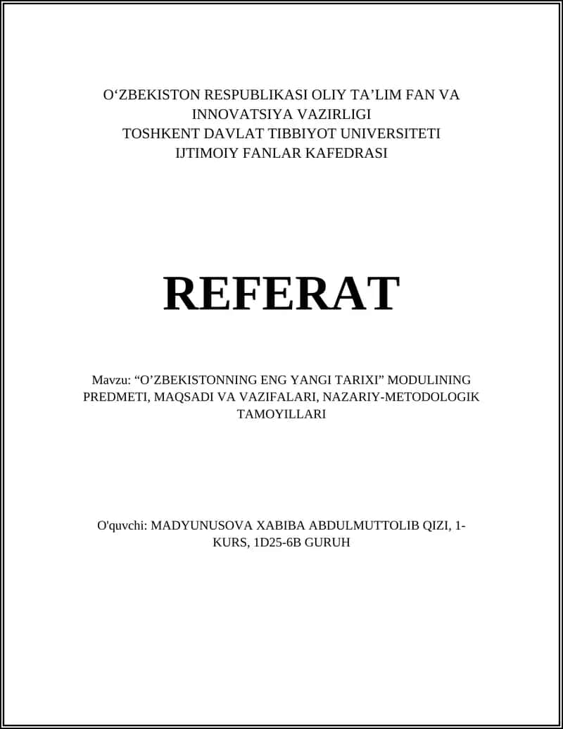 OʻZBEKISTONNING ENG YANGI TARIXI 1