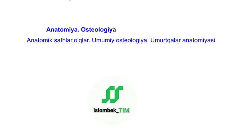 Anatomiya. Osteologiya  Anatomik sathlar,o’qlar. Umumiy osteologiya. Umurtqalar anatomiyasi 1