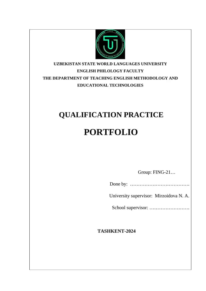 QUALIFICATION PRACTICE PORTFOLIO 1