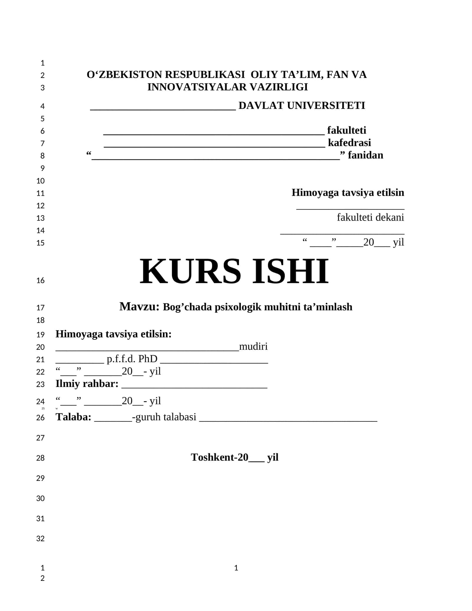 Bog’chada psixologik muhitni ta’minlash 1