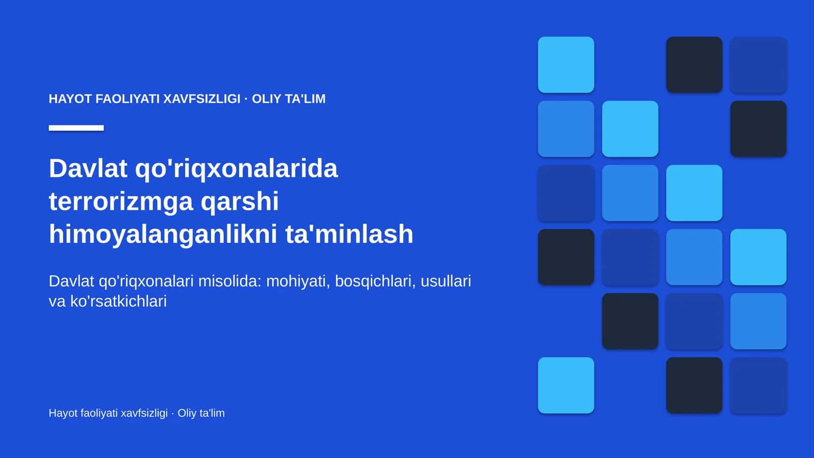 Hayot faoliyati xavfsizligi · Oliy ta'lim 1