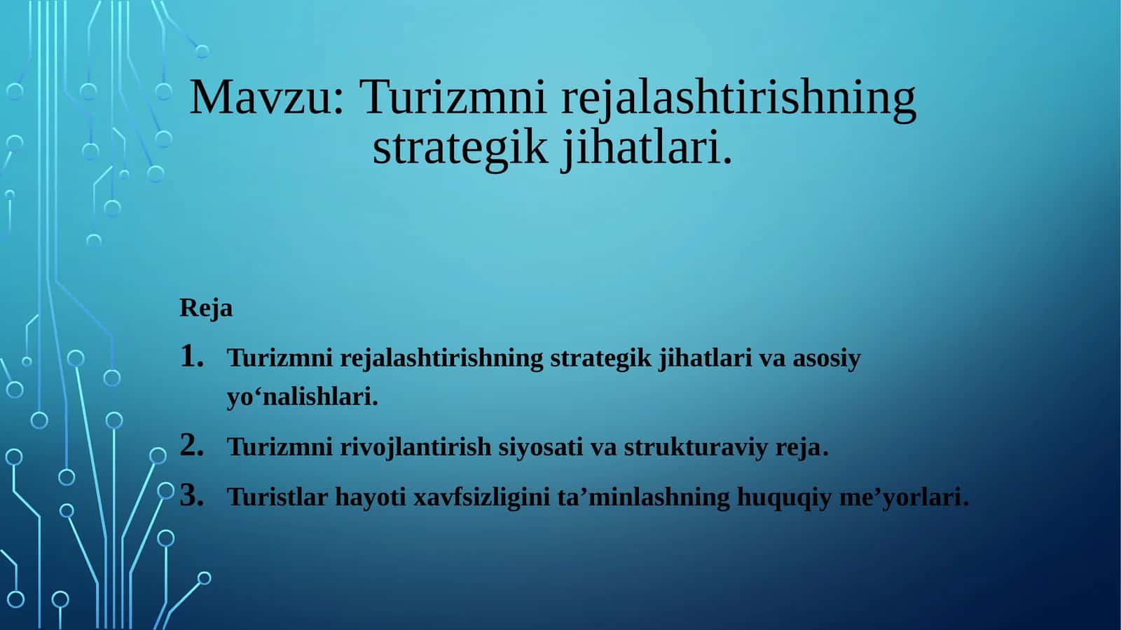 Turizmni rejalashtirishning strategik jihatlari 1