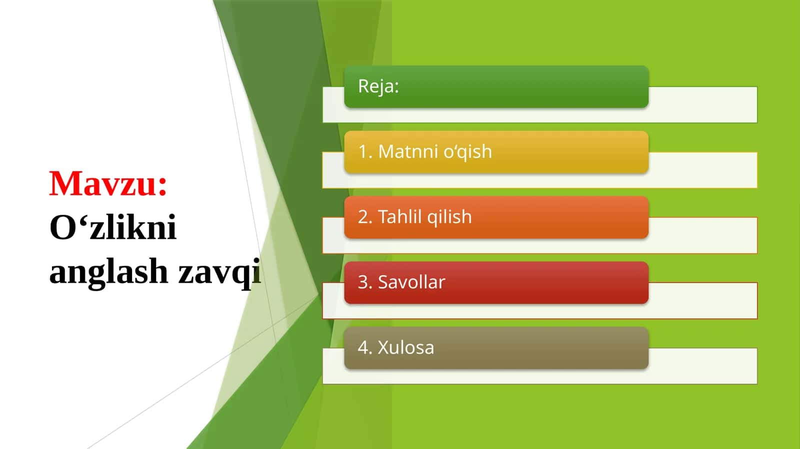 O‘zlikni anglash zavqi 1