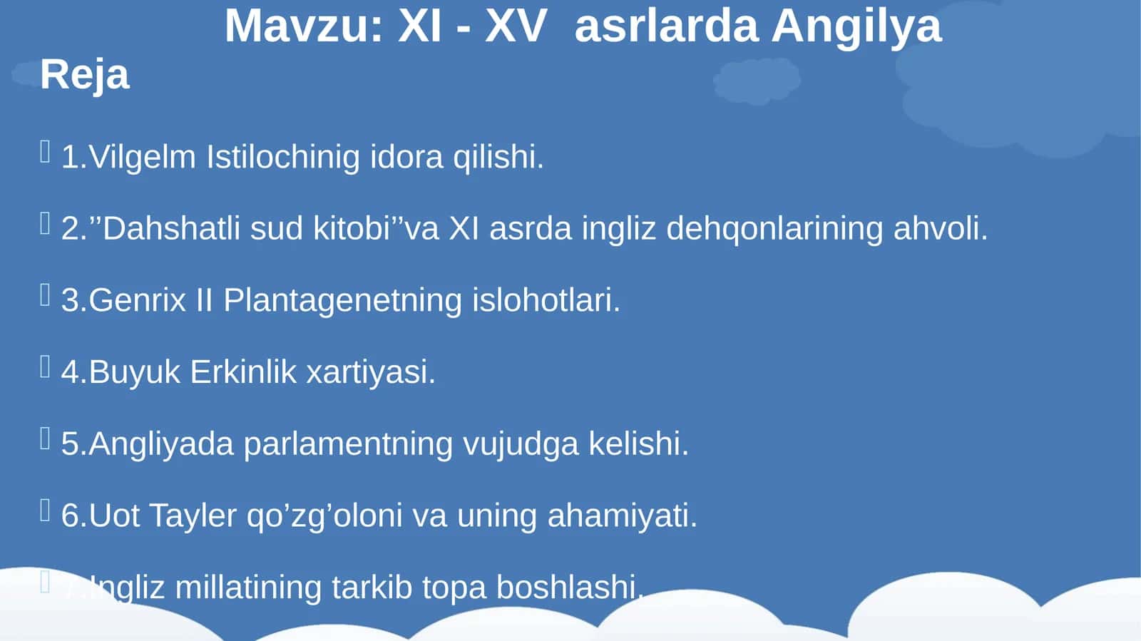 XI - XV asrlarda Angilya 1