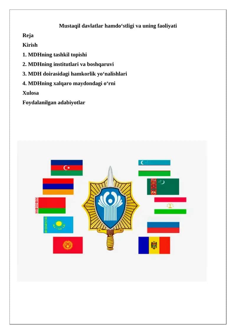 Mustaqil Davlatlar Hamdo‘stligi (MDH) 1