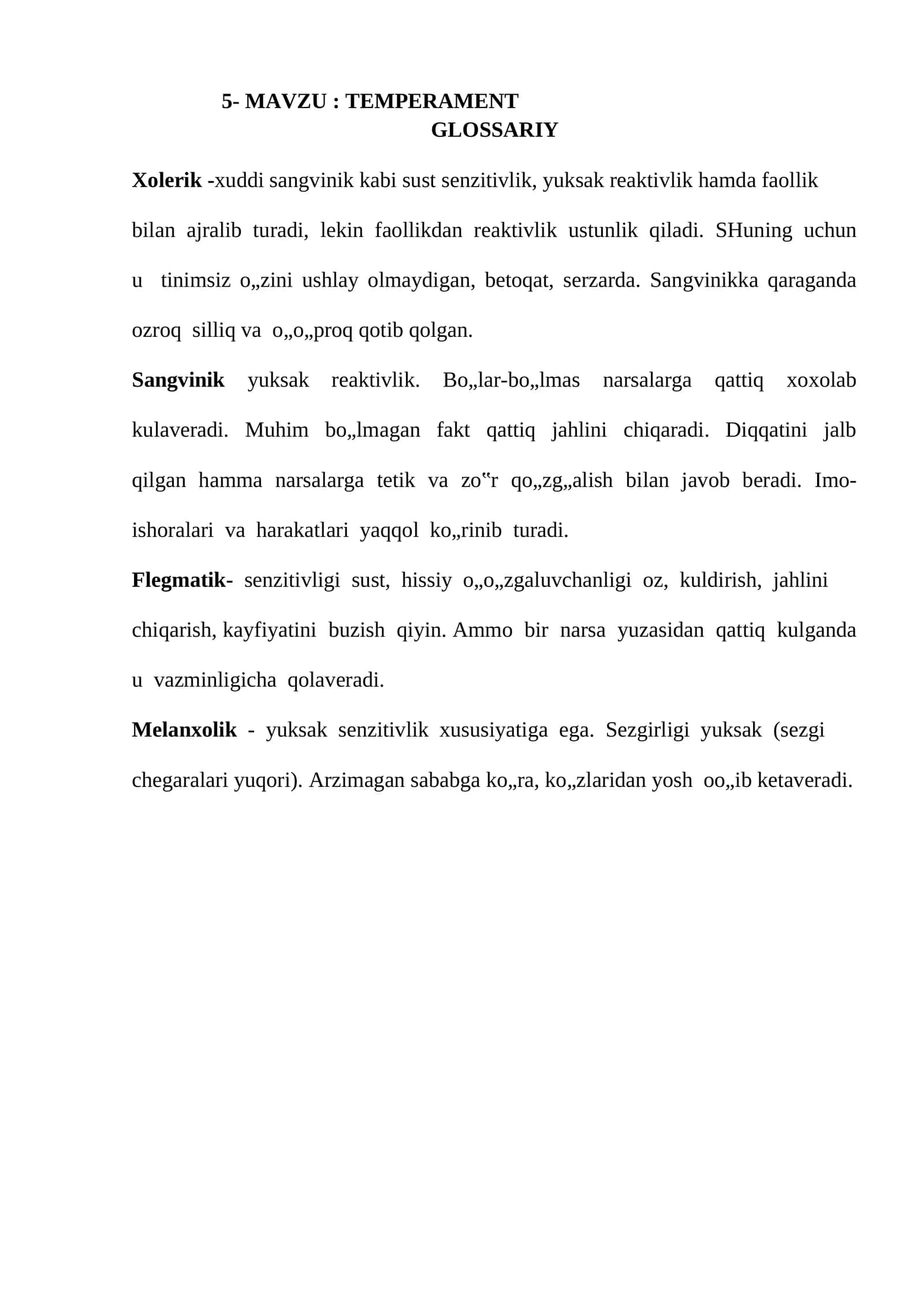 TEMPERAMENT 1