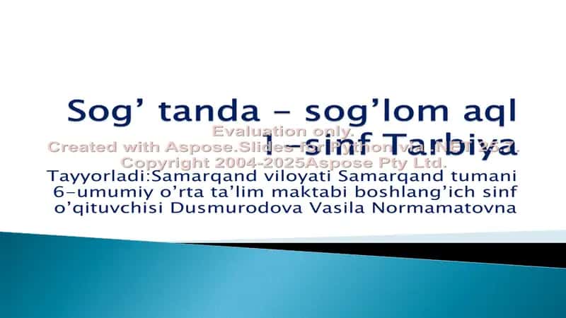 Sog’ tanda – sog’lom aql 1