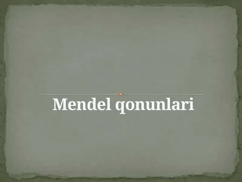 Mendel qonunlari 1