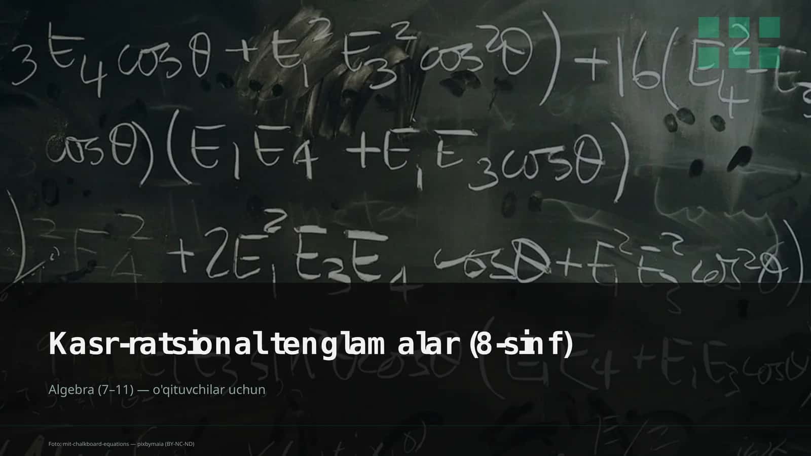 Kasr-ratsional tenglamalar (8-sinf) 1