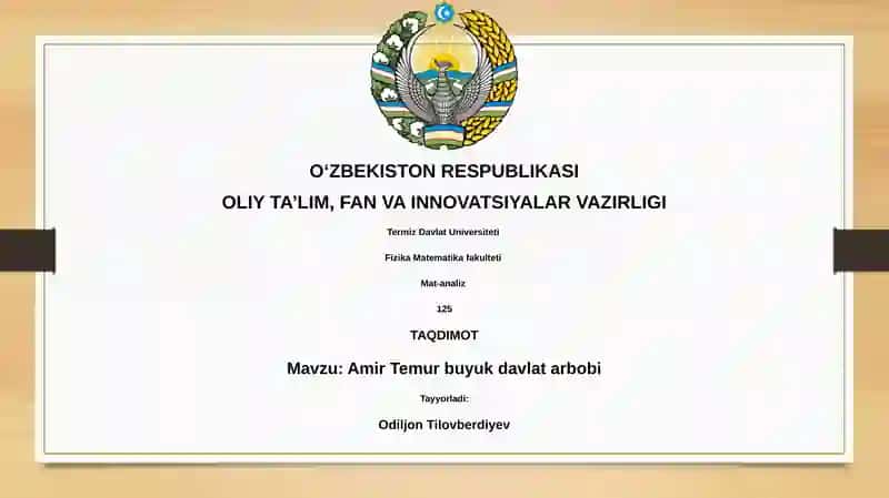 Amir Temur buyuk davlat arbobi