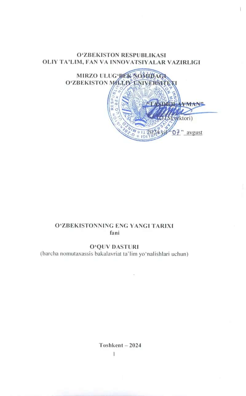 O‘zbekistonning eng yangi tarixi 1